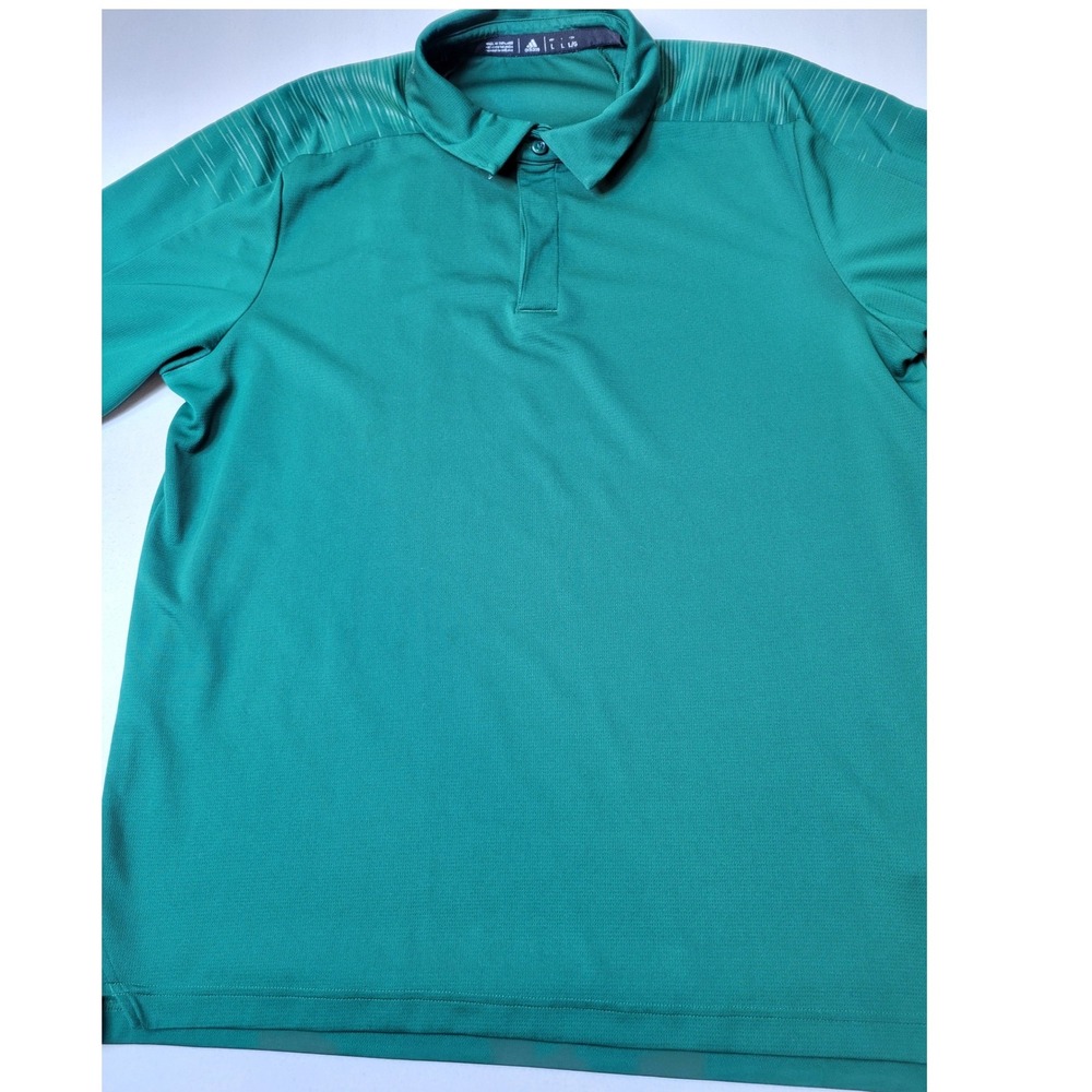Adidas Golf Mens Large Green Short Sleeve Performance Polo Shirt Graphic  742